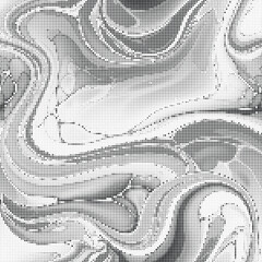 Fototapeta premium Wavy lines and fluid shapes forming abstract contours in a dot pattern, evoking a sense of movement and depth.