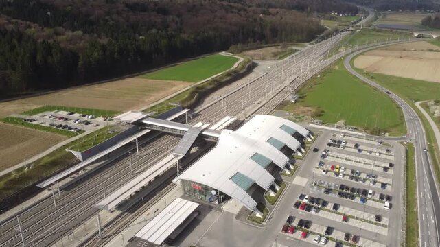 Drohnenaufnahme Bahnhof Weststeiermark und Koralmbahn Infrastruktur