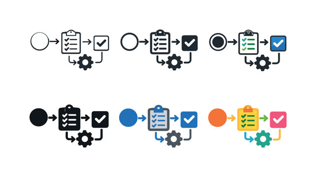 Workflow organization concept portraying a sequence of actions connected into a coherent system, symbolizing planning,