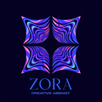 A vibrant logo for a creative agency with a swirling design