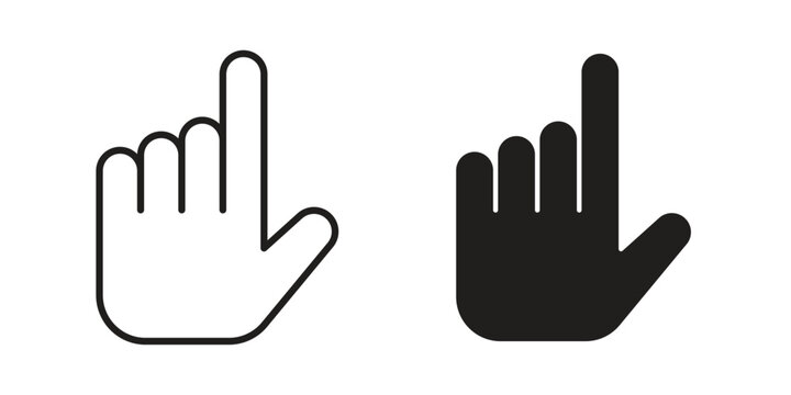 Pointing hand icon silhouette. Editable stroke. Line vector illustration design