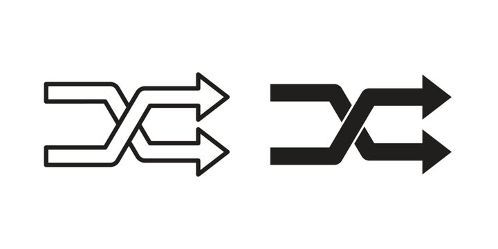 Shuffle icon silhouette. Editable stroke. Line vector illustration design
