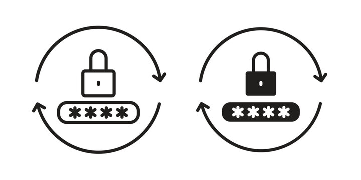 Update password icon silhouette. Editable stroke. Line vector illustration design