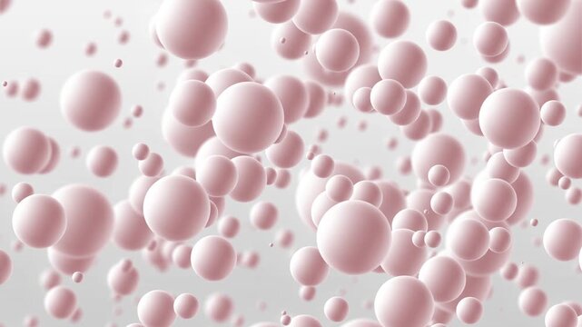 Abstract red bubbles floating diagonally upward, minimal 3D spheres background with shallow depth of field