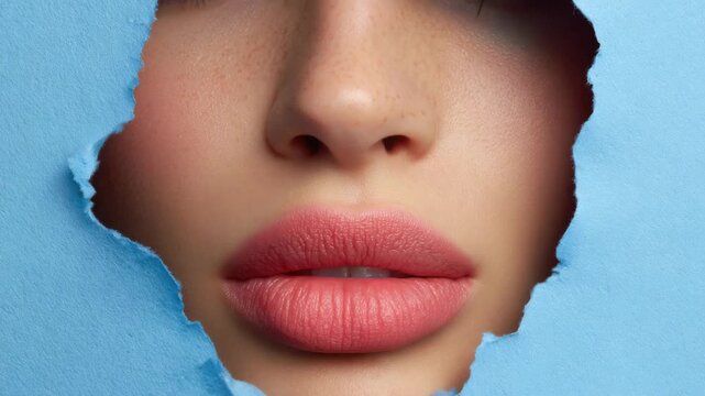 Close-up of a woman's lips with a colorful background showing beauty and self-expression in art