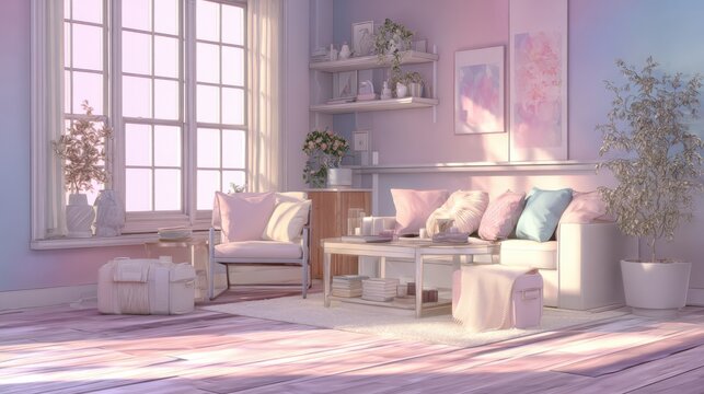 Tranquil lowstimulation environment emphasizing soft pastel walls and uncluttered space to aid emotional selfsoothing and deescalation.