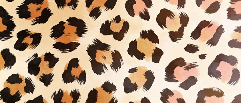 Abstract leopard print pattern with bold brush strokes and warm color palette