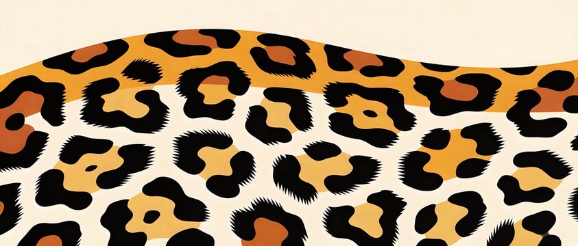 Stylized leopard print pattern with a wavy border and cream background