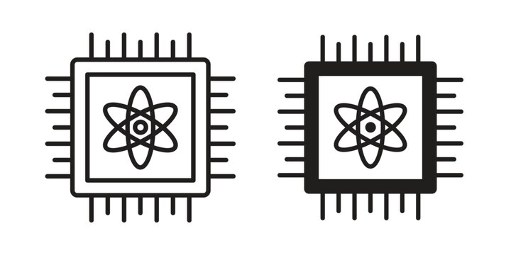 Quantum computing icon clipart symbol isolated on white background. Flat and stroke designs.