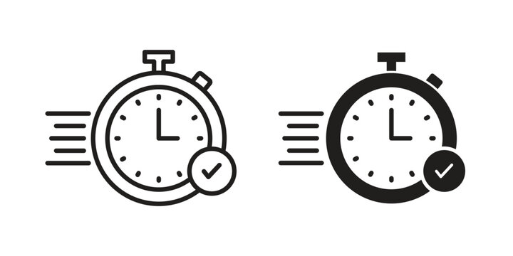 Quick approval icon clipart symbol isolated on white background. Flat and stroke designs.