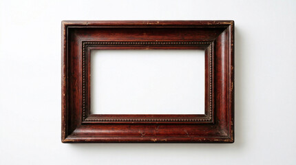 Fototapeta premium horizontal old red brown wide picture frame cutout on white background