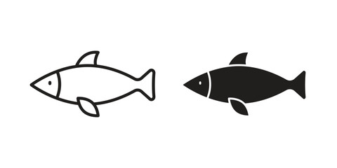 Obraz premium Sardine icon clipart symbol isolated on white background. Flat and stroke designs.