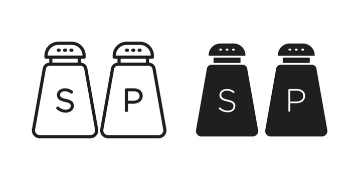 Salt and pepper icon clipart symbol isolated on white background. Flat and stroke designs.