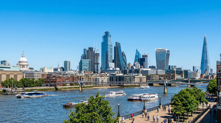 Obraz premium Create London skyscrapers against a clear blue sky