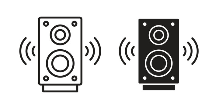 Soundbox icon clipart symbol isolated on white background. Flat and stroke designs.