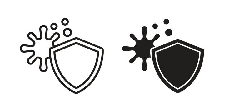 Stain resistance icon clipart symbol isolated on white background. Flat and stroke designs.