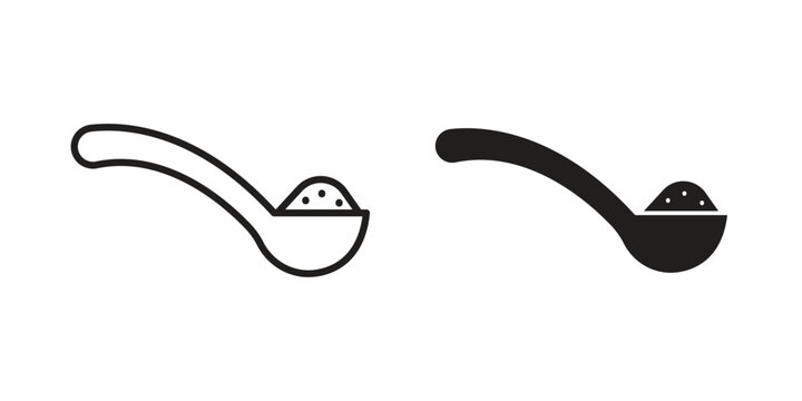Teaspoon icon clipart symbol isolated on white background. Flat and stroke designs.