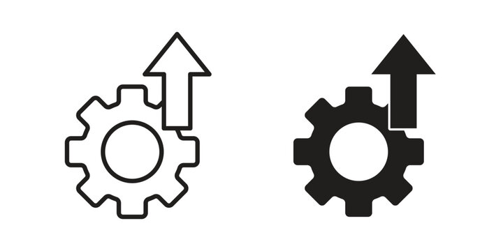 Upgrade icon clipart symbol isolated on white background. Flat and stroke designs.