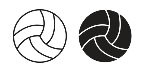 Fototapeta premium Volleyball ball icon clipart symbol isolated on white background. Flat and stroke designs.