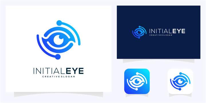 Letter Z initial with Eye tech and circuit logo design idea. Abstract vision monogram gradient vector icon symbol.