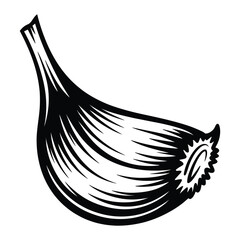 Fototapeta premium A detailed black and white illustration of a garlic bulb with a distinct outline silhouette