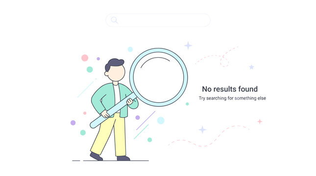 No search results found, try searching for something else. Illustration of a man holding a magnifying glass