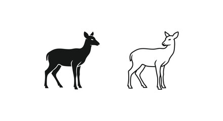 Fototapeta premium Male vs Female Deer Silhouette Guide Vector