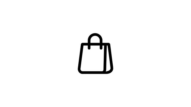 drop shopping bag animation background transparent icon, minimalist line art, e-commerce symbol for digital design