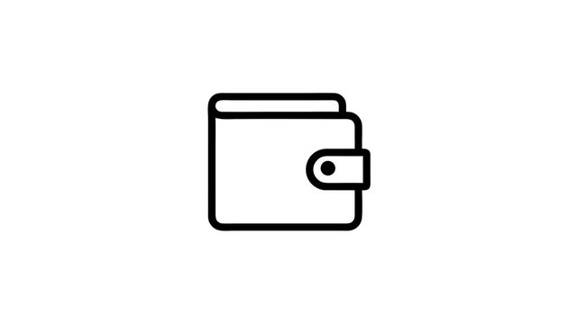 Flat design icon of a wallet and coin with a transparent background, perfect for animation and digital use