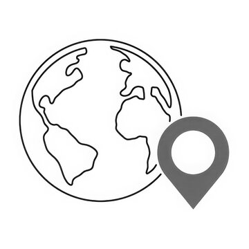 Black and white world map with a location pin on the atlantic ocean location geography navigation