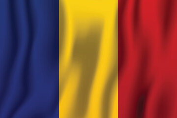 Fototapeta premium The national flag of romania a vertical tricolor of blue yellow and red