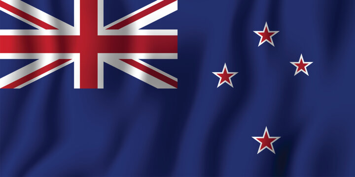 New zealand flag waving union jack and southern cross stars