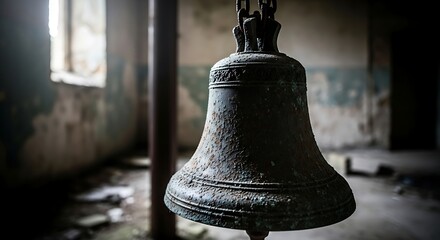Obraz premium “Lonely Old Bell in Silence – Melancholic and Emotional Scene”