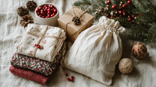 Creative zero waste and minimalism gift ideas for a sustainable Christmas celebration with eco friendly wrapping and natural decorations
