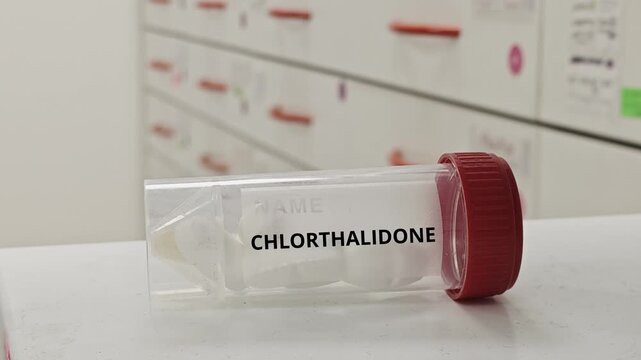 CHLORTHALIDONE tablets used to treat hypertension a thiazide like diuretic in plastic box