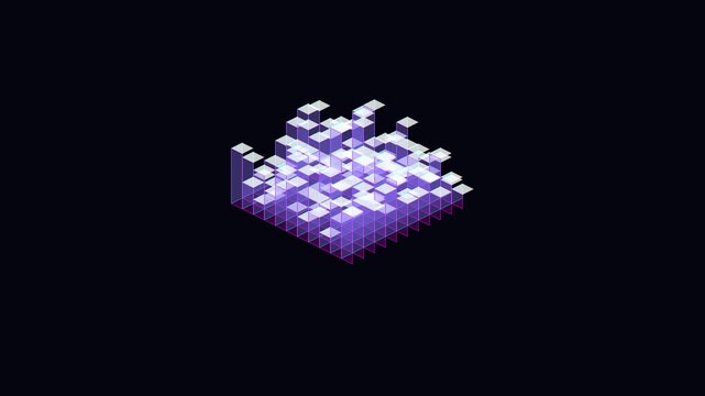 Luminous Isometric Data Blocks: Abstract Digital Structure Visualization