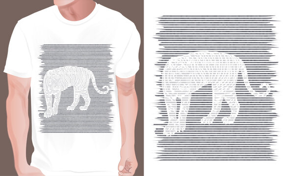 tiger shirt print design. print on demand. vector illustration nice effect white  grey ink color of tiger t shirt print design for light background.