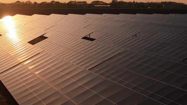 Large Scale Solar Panel Installation Aerial Footage Clean Energy Concept
