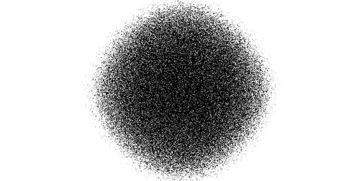 Grainy noise circles vector set. Dot grain texture circles. Spray texture sand and dissolving circles. Abstract black spheres with gradient stipple pattern.  Vector illustration