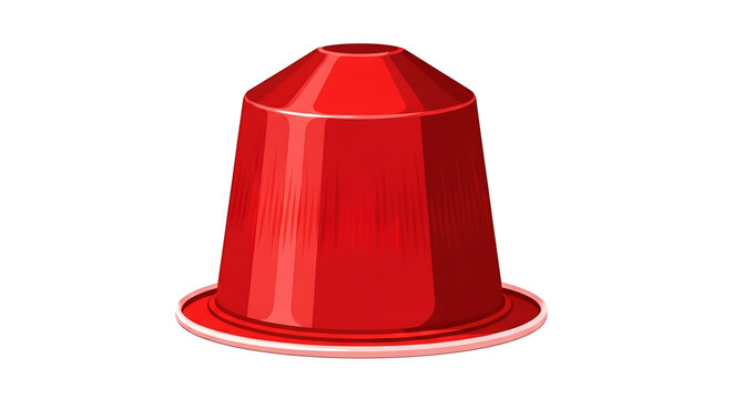 A vibrant red coffee capsule icon on a clean white background