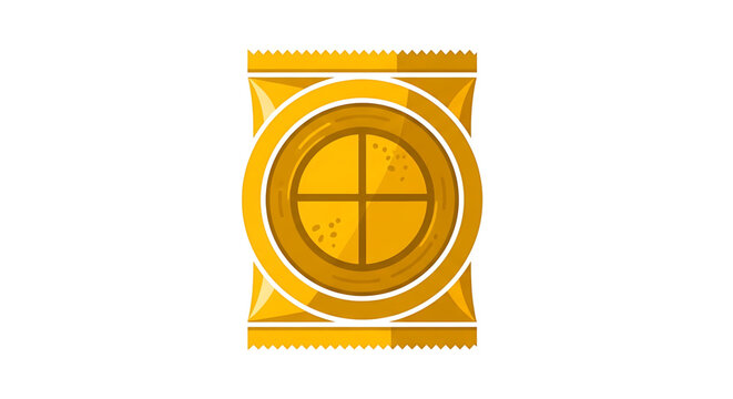 A yellow condom wrapper icon on a white background