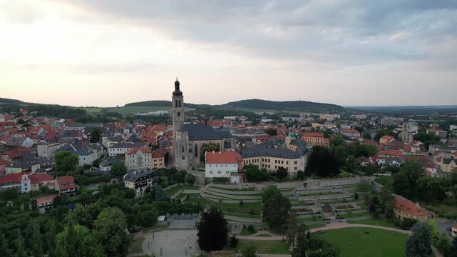 Kutna Hora aerial view of town with Saint Barbara's Church that is a UNESCO world heritage site,Czech Republic. Historic center of Kutna Hora,Bohemia Europe.