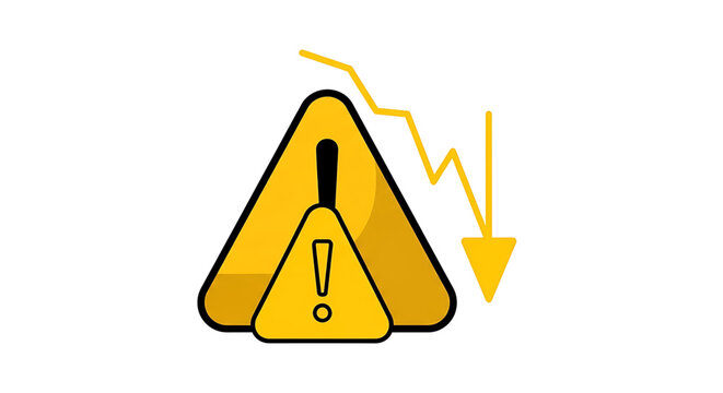 A yellow warning sign icon with an exclamation mark and a downward trending arrow