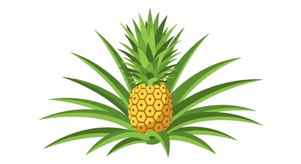 Obraz premium A vibrant illustration of a pineapple with lush green leaves on a white background