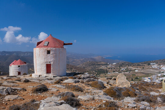 Traditional windmill in Chora, Amorgos, Greece
