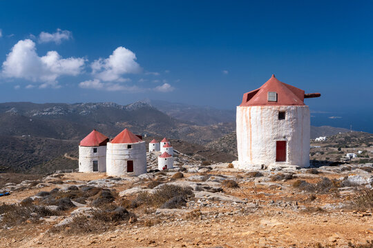 Traditional windmill in Chora, Amorgos, Greece