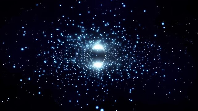 Abstract data network with neural connections and glowing particles forming digital space in futuristic style on dark background