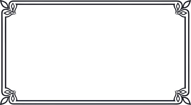 Simple black decorative frame with leaf accents on white background simple frame