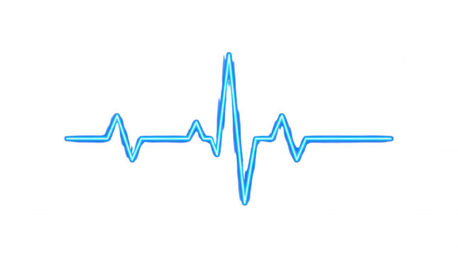 Vibrant blue heartbeat pulse line graphic on black background for medical or technology designs and presentations