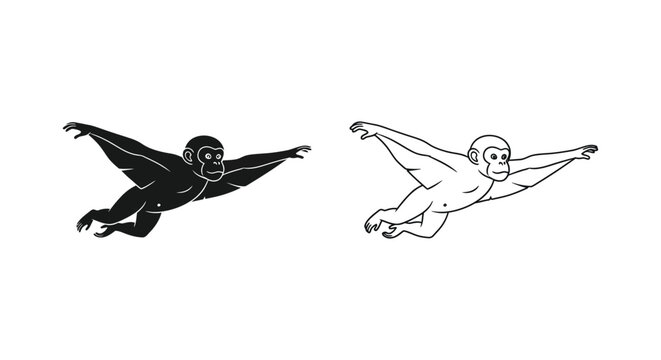 Monkey Movement Styles Knuckle-Walking vs Brachiation Vector